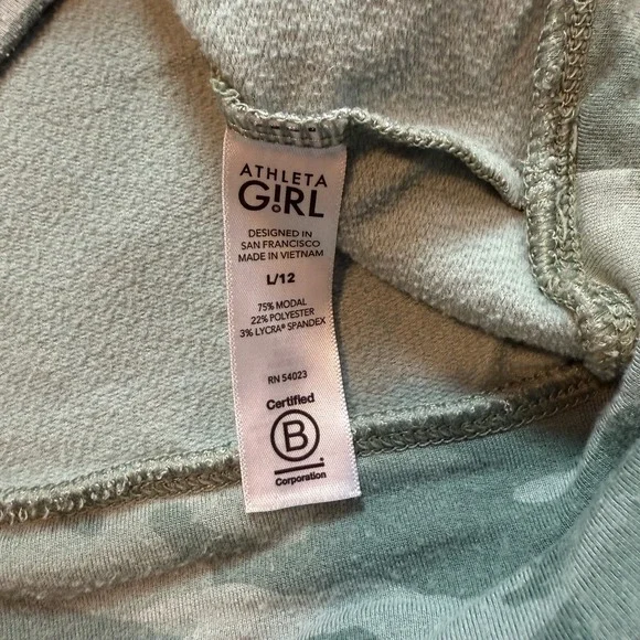 Athleta Girl Sweatshirt Hoodie Long Sleeve Green Camo Youth Girls Size Large 12 - Picture 9 of 11